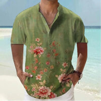 Mới 3d Hoa Áo Sơ Mi Nam Tay Ngắn Áo Thiết Kế Thời Trang Trang Phục Quá Khổ Mùa Hè Quần Áo Hawaii Nam Henley Áo Tee