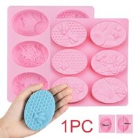 Mới 6 Lỗ Hình Bầu Dục Ong Ong Khuôn Silicon Handmade Xà Phòng Khuôn DIY Thủ Công Dụng Cụ