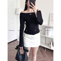 [Mới] Áo tay dài tay Loe ôm body trễ vai sang trọng - AQUA STYLE