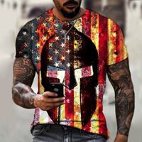 Mới Bán Chạy Nhất Áo Thun Nam Cờ Đại Bàng 3D Áo Thun Thời Trang Mùa Hè Hàng Ngày Tay Ngắn Cổ Tròn Dạo Phố