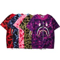 Mới bape Ape Head Shark Top Áo Sơ Mi Cotton Nam Nữ Áo Thun Tay Ngắn