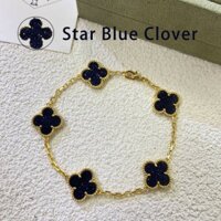 Mới Bầu Trời Đầy Sao Xanh Cỏ Ba Lá Lắc Tay Vàng 18K Năm Hoa Vòng Tay Nữ