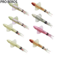 Mồi câu cá mực bơi PRO BEROS, Mồi câu mực giả tạo mềm mại có đèn phát sáng, mồi mực nhân tạo