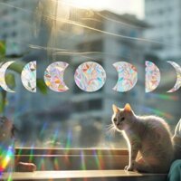 Mới Cầu Vồng Lăng Kính Miếng Dán Mặt Trời Bắt Tĩnh Điện Miếng Dán Kính Windows Miếng Dán Xe Hơi Keo Trong Suốt Không Có Laser