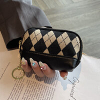 Mới Cổ Điển Kim Cương Đa Năng Nữ Son Môi Dây Kéo Tiền Xu Ví Chìa Khóa Túi Đựng Tiền Xu Mini