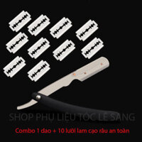 [MỚI]  Combo 1 dao + 10 lưỡi lam cạo râu an toàn .