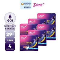 [Mới] COMBO 6 gói DIANA Băng vệ sinh Diana siêu thấm Supernigh 29cm (gói 4 miếng) và 35cm (gói 3 miếng)
