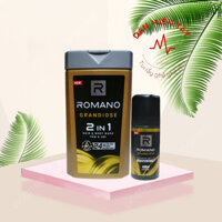 [Mới] Combo Tắm gội 2in1 hương nước hoa Romano Grandiose 180g và Lăn khử mùi 40ml Dưỡng Body