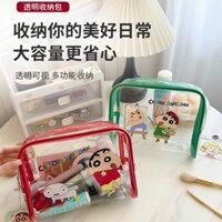 Mới Crayon Shin-Chan Sinh Viên Dung Tích Lớn Giá Trị Cao Túi Bảo Quản Trong Suốt Hoạt Hình Dễ Thương Di Động Chống Nước Du Lịch Túi Vệ Sinh Crayon Shin-Chan Hộp Đựng Bút Chì Trong Suốt Di Động Di Động Large-Cap