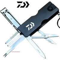 Mới DAIWA Đa Dụng Cụ Câu Cá Ngoài Trời Đa Năng Mini Móc Khóa Dao Đèn LED Cắt Móng Tay Kéo Thiết Bị Câu Cá