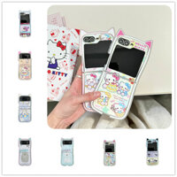 Mới Dễ Thương Hoạt Hình Ốp lưng Samsung Galaxy Z Flip 3 4 5 6 ZFlip4 ZFlip5 ZFlip6 Tai Mèo Ốp Lưng Chống Sốc