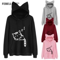 Mới Dễ Thương Nữ Tai Mèo Bé Gái Áo Khoác Áo Có Mũ Trùm Đầu Áo Dài Tay Áo