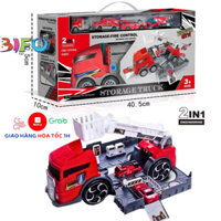 [MỚI] Đồ chơi Super Storage xe tải vận chuyển ô tô cứu hỏa cỡ lớn chở 4 máy bay xe nhỏ có gara cần cẩu quà tặng bé trai