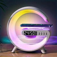 Mới G63 Sạc Không Dây Loa Bluetooth Với Đèn LED RGB Khí Quyển Trên Chế Độ Đèn Bàn Sạc Đồng Hồ Báo Thức Loa FM Burstod