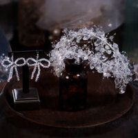 Mới Handmade Trong Suốt Pha Lê Đính Hạt Siêu Nhấp Nháy Nhiều Lớp Vương Miện Bông Tai Cô Dâu Cưới Trang Điểm Tấm Phụ Kiện Tóc