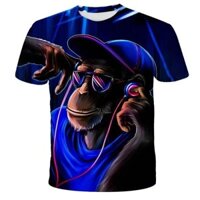 Mới Hip Hop Gorilla Nam Mùa Hè 3d Kỹ Thuật Số In Hình Áo Thun Thời Trang Lớn Silhouette Dòng Xu Hướng Cổ Tròn Áo Sơ Mi