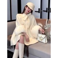 [Mới hôm nay] Cô con gái giàu có ngọt ngào và tươi trẻ, áo khoác hai mặt LÔNG CÁO, áo khoác len áo choàng dài giữa phong cách thơm nhỏ tinh tế cao cấp cho nữ mẫu mới thu đông, phong cách Hàn Quốc sành điệu Instagram