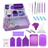 Mới Hộp Đựng Dụng Cụ Vẽ Tranh Đính Đá 57 Ngăn Hai Lớp Có Khóa Xoay Tiện Lợi