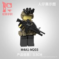 Mới HSY Vũ khí minifigure bên thứ ba Súng M4A1 Colt Quân đội AR15 Lực lượng đặc biệt 4CM Khối xây dựng