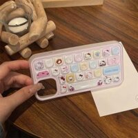 Mới Ins Hồng Hello Kitty Họa Tiết Bàn Phím Ốp Lưng Điện Thoại Chống Rơi Cho iPhone 16 Promax 15 Promax 11 12 13 Mini 14plus 11 Pro Max