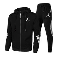 Mới Jordan Nam Dây Kéo Áo Khoác + Quần Thể Thao Mặc 2 Bộ Đồ Thể Thao Đi Xe Đạp Jersey Phù Hợp Với