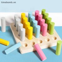 Mới # Khối xi lanh Montessori Ổ cắm xi lanh Đồ chơi Xếp hình Núm gỗ Khối xi lanh Nhật ký.