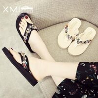 Mới kim cương nữ dép mùa hè dép bãi biển cát và dép nữ ngoài trượt mặc thời trang ra dép phẳng