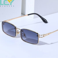 Mới Kính Mát Gọng Vuông Nhỏ Không Gọng Kim Loại Phong Cách Âu Mỹ