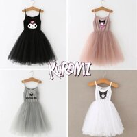 Mới Kuromi Trẻ Em Đầm Hoạt Hình In Hình Đầm Công Chúa Thời Trang Phiên Bản Hàn Quốc Lông Tơ Thoải Mái Lưới Đầm Khiêu Vũ