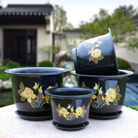 Mới Lẩu Hoa Dày Tròn Và Lớn Hơn Hộ Gia Đình Ban Công Chậu Nhựa Nhựa Giả Gốm Sứ Chậu Hoa Giao Hàng