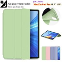 Mới Lenovo XiaoXin Pad Pro 12.7 "TB-371FC TB-370FU Lenovo Tab P12 2023 Ốp Lưng Mềm Da PU Flip Stand Máy Tính Bảng Bìa Mềm Chống Sốc Trifold