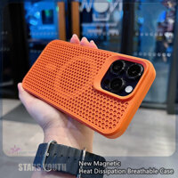 Mới Màu Cam Từ Tính Thoáng Khí Tản Nhiệt Mờ Ốp Lưng Điện Thoại iPhone11 12 13 14 15 Pro Max 16 pro max 15 14Plus TPU Mềm Cạnh Cứng
