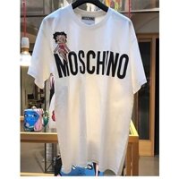Mới Moschino / Áo Thun Miss Betty In Hình Rời Cổ Tròn Cotton Tay Ngắn In Hình Mùa Hè