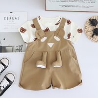 Mới Mùa Thu Bé Gái Quần Áo Bé Trai Phù Hợp Với Trẻ Em Áo Thun Cotton Dây Đeo Quần 2 Cái / bộ Trẻ Sơ Sinh Kẹo Quần Áo Thường Ngày Trẻ Em Trang Phục 0-5 Tuổi