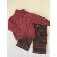 [Mới mùa thu và mùa đông] Bộ đồ mùa thu trẻ em giản dị thoải mái ấm áp quần áo trẻ em Hàn Quốc mùa thu và mùa đông Màu Đỏ nghiêng ve áo dày áo len dày cho bé trai và bé gái quần yếm kẻ sọc cổ điển