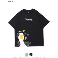 Mới Mỹ Retro Vui Nhộn Hoạt Hình Vịt In Áo Thun Ngắn Tay Nam Nữ Mùa Hè Rời Phù Hợp Với Thường Ngày Nửa @ -