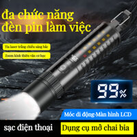 Mới nâng cấp đa chức năng công suất cao laser trắng kính thiên văn đèn pin zoom LED nhiều nguồn ánh sáng cắm trại ngoài trời đèn hợp kim nhôm di động