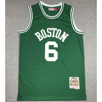 mới NBA nam Boston Celtics #   6 áo thể thao bóng rổ thêu retro Bill Russell, áo bóng rổ màu xanh lá cây