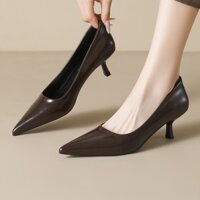 Mới Nhọn Mary Jane Giày Nữ Thời Trang Pháp Slim Gót Nữ Đen Giày Đơn Lớn Nữ 34-42