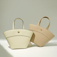 Mới Niche Da Bò Túi Xách 2024 Thiết Kế Mùa Xuân Thời Trang Giỏ Rau Túi Quạt Túi Đeo Vai Tay Cầm