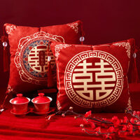 Mới Phong Cách Trung Hoa Cưới Nhân Vật Hạnh Phúc Gối Cưới Đỏ Thêu Đệm Hạnh Phúc Vỏ Gối Phòng Khách Phòng Cưới Giường Gối Cặp yy4.1