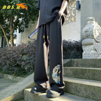 Mới Phong Cách Trung Hoa Quần Nam Xuân Hè Mỏng Rời Thẳng Quần Phong Cách Trung Hoa Thêu Quần Drap Quần Ống Rộng 25.1.3