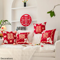 Mới Phong Cách Trung Quốc Lễ Hội Gối Hoạt Hình Thỏ Ngọc Họa Tiết Gối Lễ Hội Bầu Không Khí Trang Trí Sofa Đỏ Đệm
