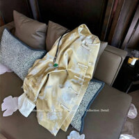 Mới Phong Cách Trung Quốc Jacquard Đính Hạt Khóa Acetate Satin Áo Khoác Nữ Mùa Xuân Phong Cách Trung Hoa Cao Cấp Cổ Tròn