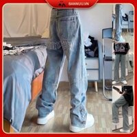 Mới Quần Jeans Dài Rách Gối quần jean nam Thời Trang Dành quần bò nữ phong cách Hàn Quốc ulzzang quần jean nữ chất đũi cao cấp quần bò nữ