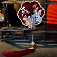 Mới Quạt Cầm Tay Phối Tua Rua Hình Chim Phượng Hoàng Phong Cách Trung Hoa