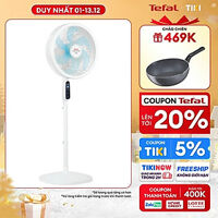 [MỚI RA MẮT] Quạt đứng có điều khiển từ xa Tefal Turbo Silence Plus VH689990 màu trắng cánh xanh - Hàng chính hãng