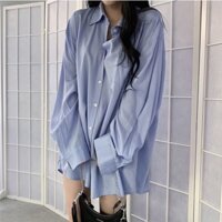 Mới rời giản dị BF áo sơ mi phong cách thời trang áo khoác cardigan dài tay đầu mùa thu phong cách lười biếng áo sơ mi x