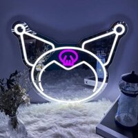 Mới Sanrio Hello Kitty Led Gương Neon Đèn Trái Tim Gương Led Neon Dấu Hiệu Tùy Chỉnh Kuromi Trẻ Em Trang Trí Phòng Gương Acrylic Quà Tặng Sinh Nhật Trẻ Em