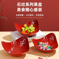 Mới Tân Gia Hạnh Phúc Đĩa Trái Cây Tấm Trái Cây Phòng Khách Hộ Gia Đình Ánh Sáng Sang Trọng Cao Cấp Bàn Cà Phê Đỏ Trung Quốc Đĩa Kẹo 25.1.2 7PJD